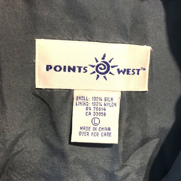 Points West Blue Silk Anorak Jacket Summer Weight Womens  L NWOT - Picture 3 of 8